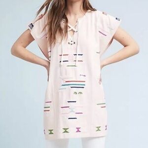 Anthropologie Valiante Panay Embroidered
Caftan Dress Pink Southwest Aztec